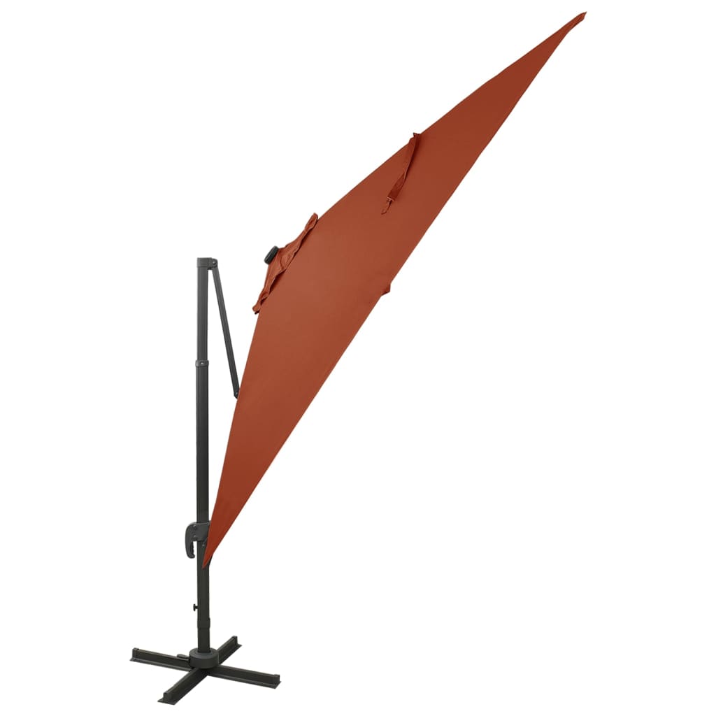 Vidaxl -schwimmendes Parasol mit Pol und LED -Beleuchtung 300 cm Terrakotta Farbe