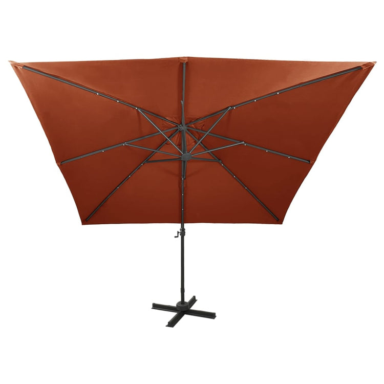 Vidaxl -schwimmendes Parasol mit Pol und LED -Beleuchtung 300 cm Terrakotta Farbe