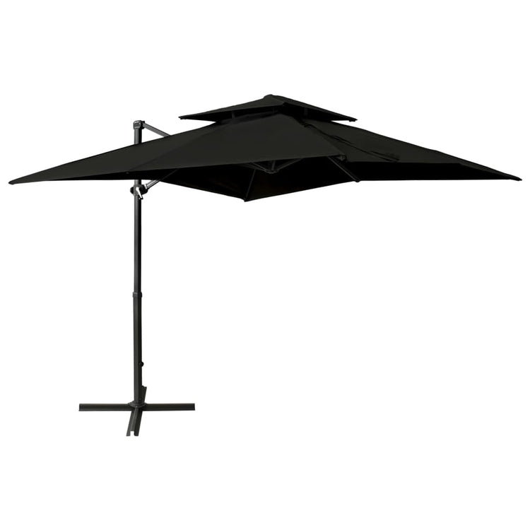 Vidaxl -schwimmendes Parasol mit Doppeldach 250x250 cm Schwarz