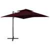 Vidaxl -schwimmendes Parasol mit Doppeldach 250x250 cm Burgunderrot