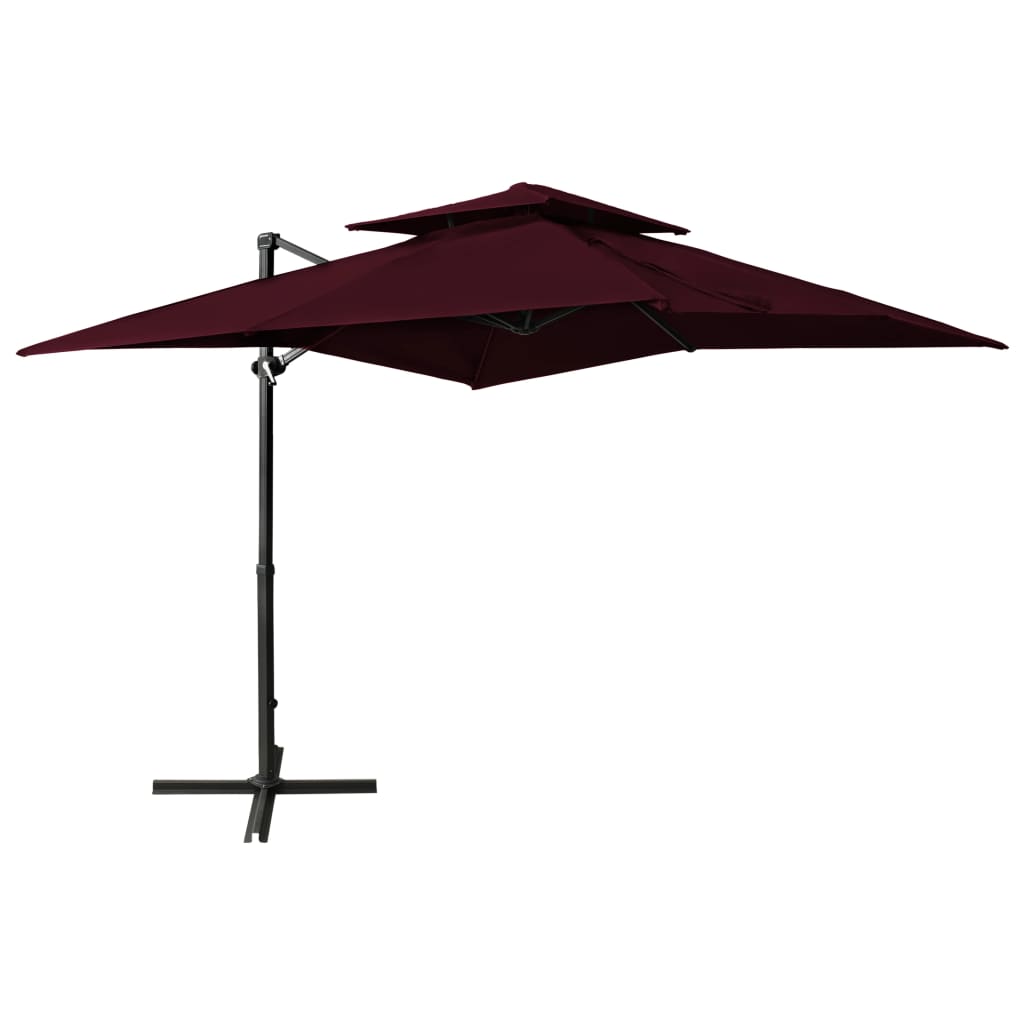 Vidaxl -schwimmendes Parasol mit Doppeldach 250x250 cm Burgunderrot