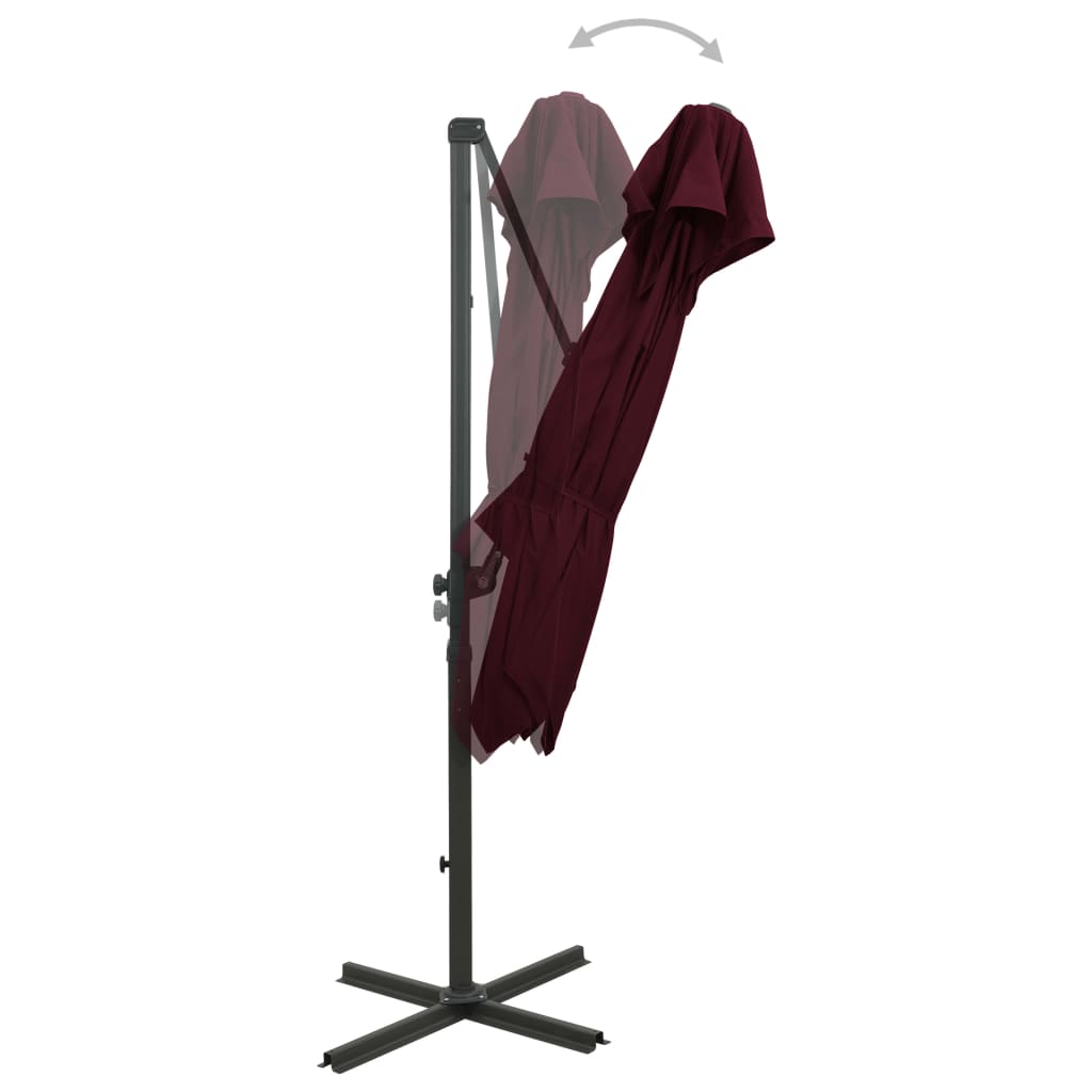 Vidaxl -schwimmendes Parasol mit Doppeldach 250x250 cm Burgunderrot