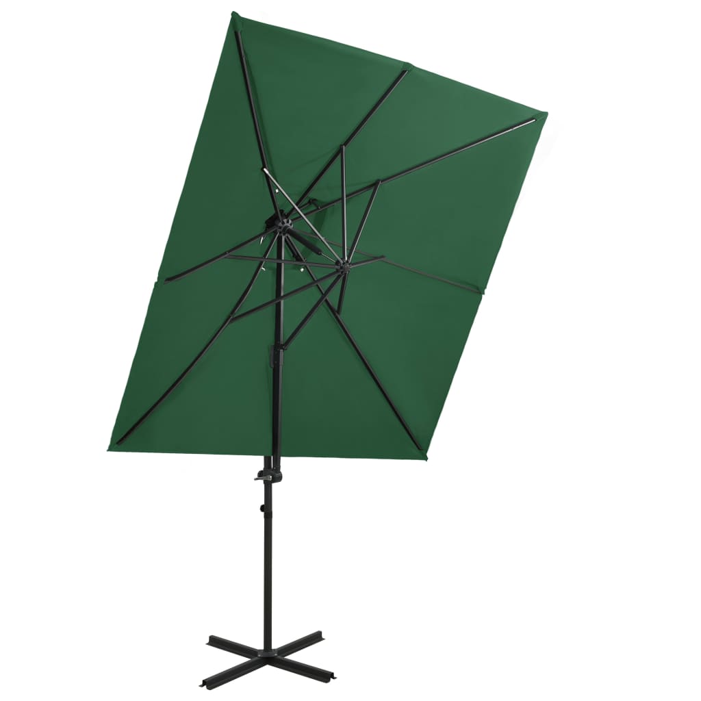Vidaxl -schwimmendes Parasol mit Doppeldach 250x250 cm Grün