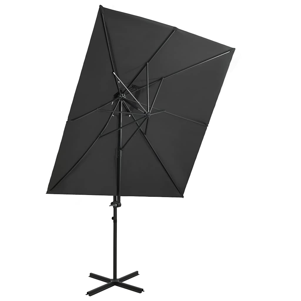 Vidaxl -schwimmendes Parasol mit Doppeldach 250x250 cm Anthrazit -Colored