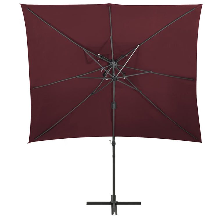 Vidaxl -schwimmendes Parasol mit Doppeldach 250x250 cm Burgunderrot