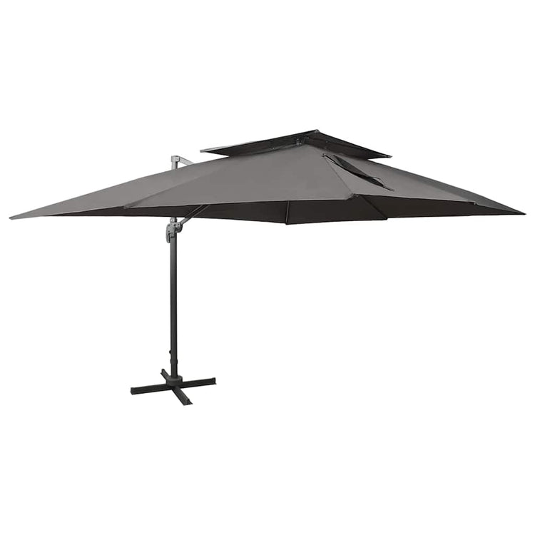 Vidaxl -schwimmendes Parasol mit Doppeldach 400 x 300 cm Anthrazit -Verschärft