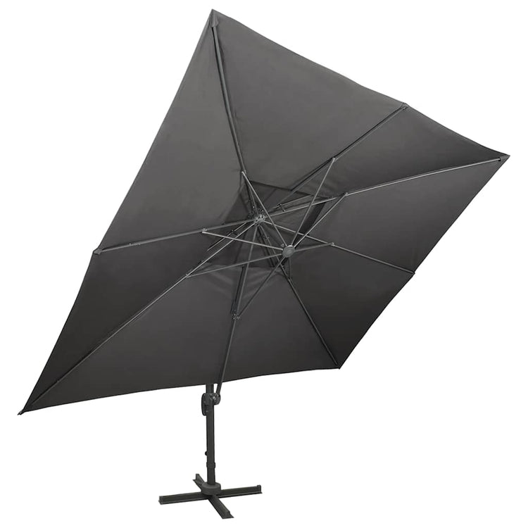 Vidaxl -schwimmendes Parasol mit Doppeldach 400 x 300 cm Anthrazit -Verschärft