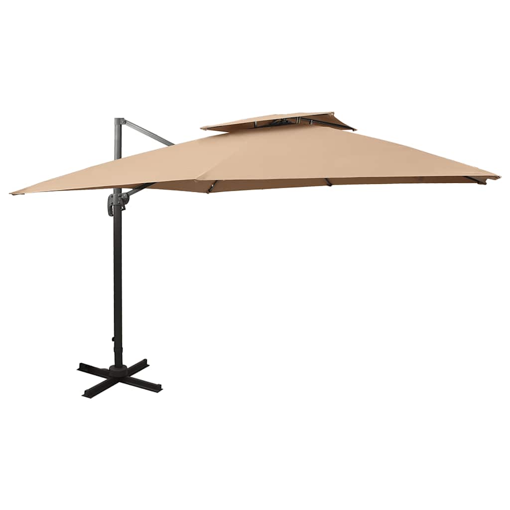 Vidaxl -schwimmendes Parasol mit Doppeldach 300 x 300 cm Taupe