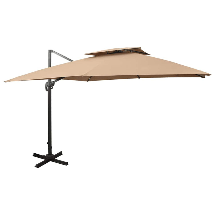 Vidaxl -schwimmendes Parasol mit Doppeldach 300 x 300 cm Taupe