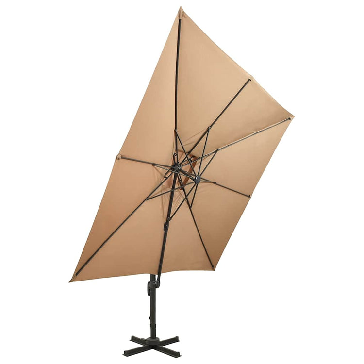 Vidaxl -schwimmendes Parasol mit Doppeldach 300 x 300 cm Taupe