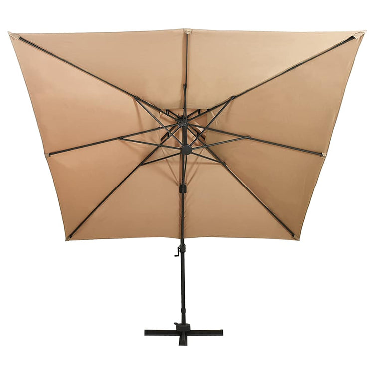 Vidaxl -schwimmendes Parasol mit Doppeldach 300 x 300 cm Taupe