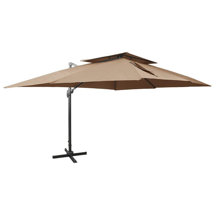 Vidaxl -schwimmendes Parasol mit Doppeldach 400x300 cm Taupe
