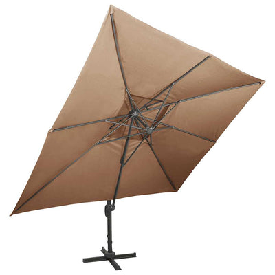 Vidaxl -schwimmendes Parasol mit Doppeldach 400x300 cm Taupe