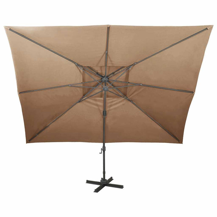 Vidaxl -schwimmendes Parasol mit Doppeldach 400x300 cm Taupe