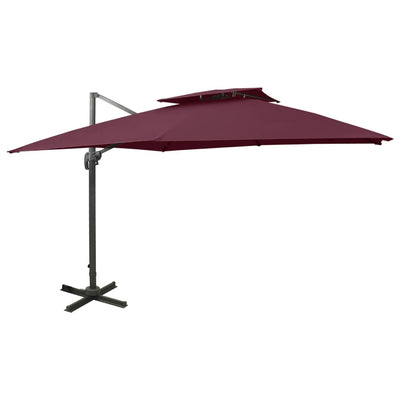 Vidaxl -schwimmendes Parasol mit Doppeldach 300x300 cm Burgunderrot