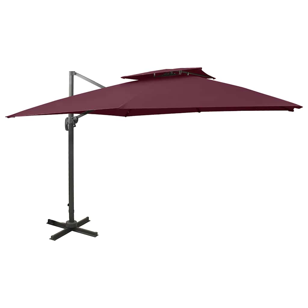 Vidaxl -schwimmendes Parasol mit Doppeldach 300x300 cm Burgunderrot