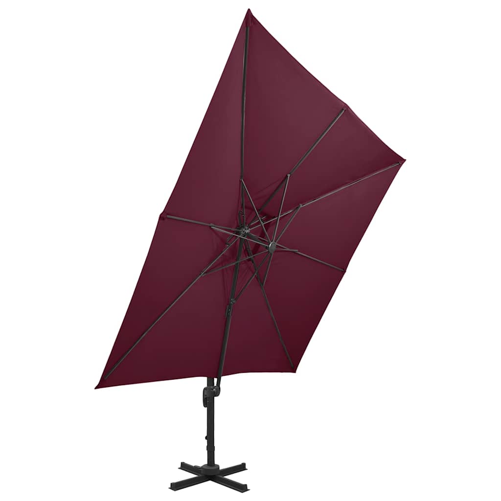 Vidaxl -schwimmendes Parasol mit Doppeldach 300x300 cm Burgunderrot