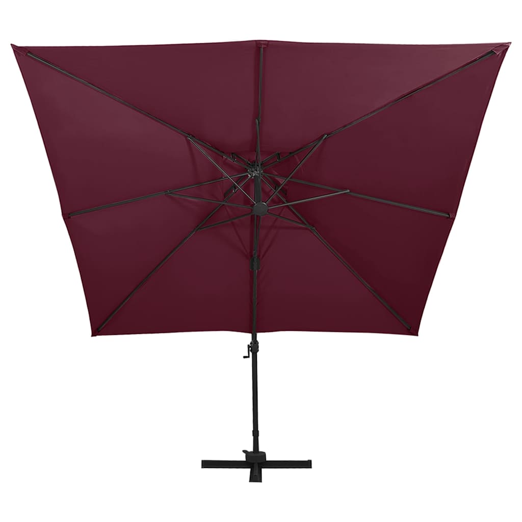 Vidaxl -schwimmendes Parasol mit Doppeldach 300x300 cm Burgunderrot