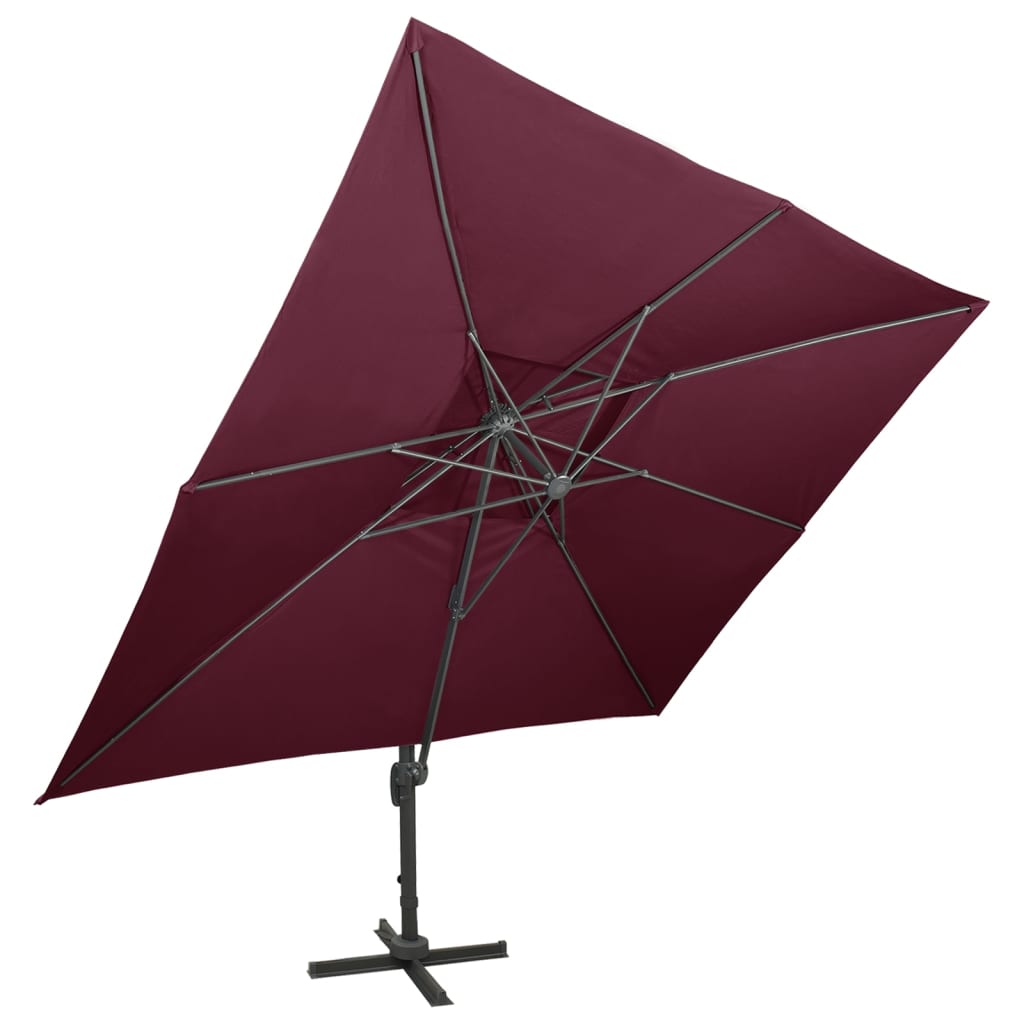 Vidaxl schwimmendes Parasol mit Doppeldach 400x300 cm Burgunderrot