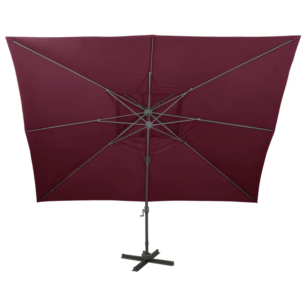 Vidaxl schwimmendes Parasol mit Doppeldach 400x300 cm Burgunderrot