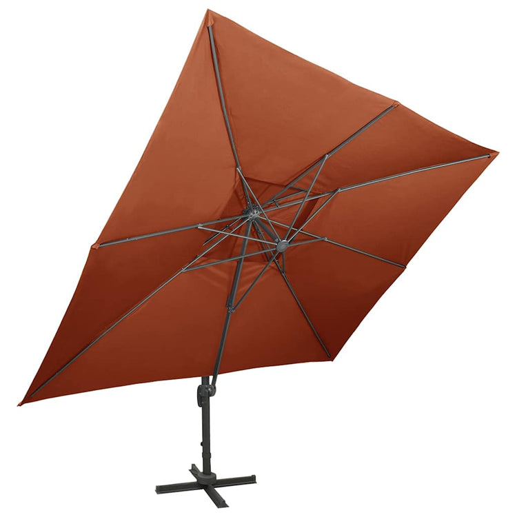 Vidaxl -schwimmendes Parasol mit Doppeldach 400x300 cm Terrakotta -gelöscht