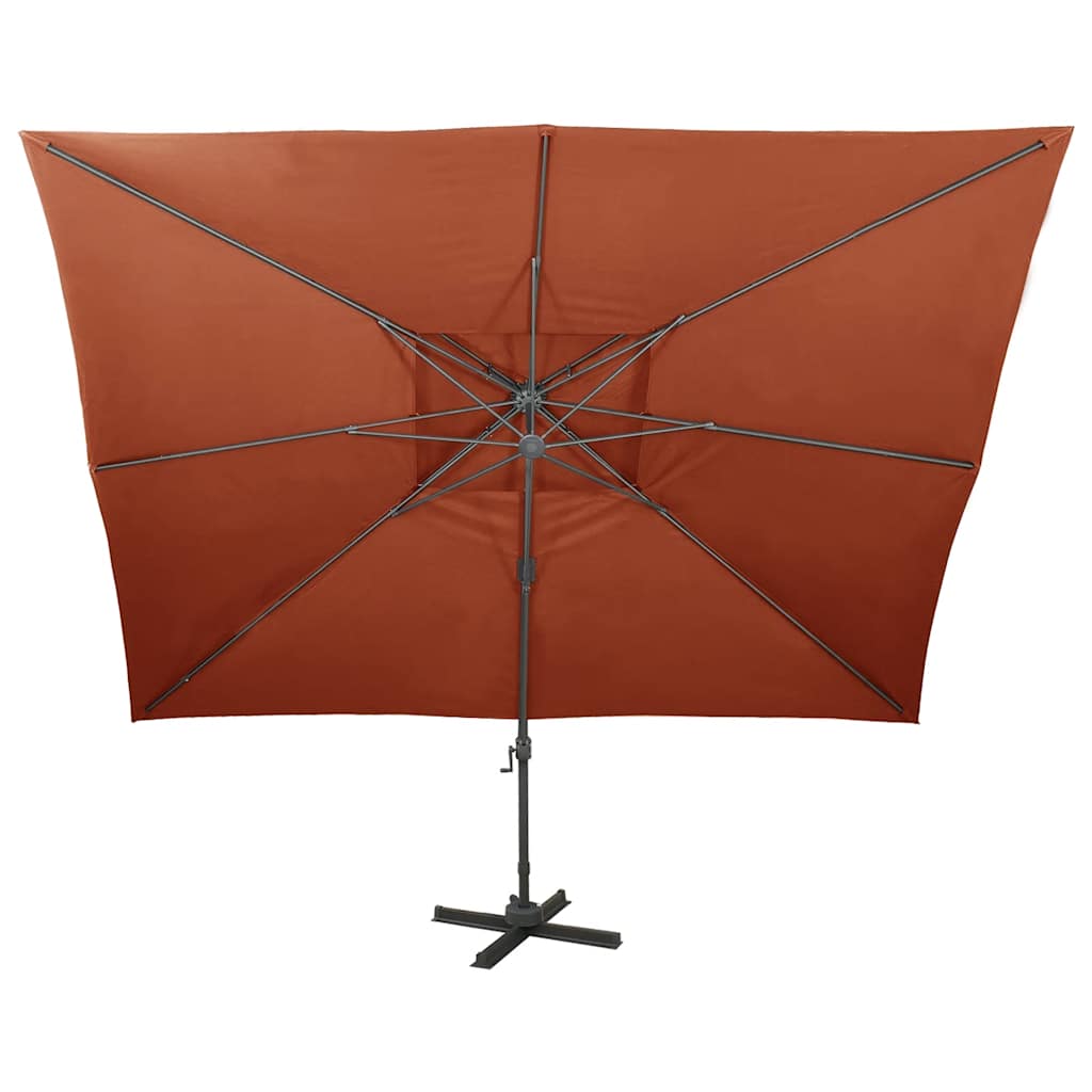 Vidaxl -schwimmendes Parasol mit Doppeldach 400x300 cm Terrakotta -gelöscht