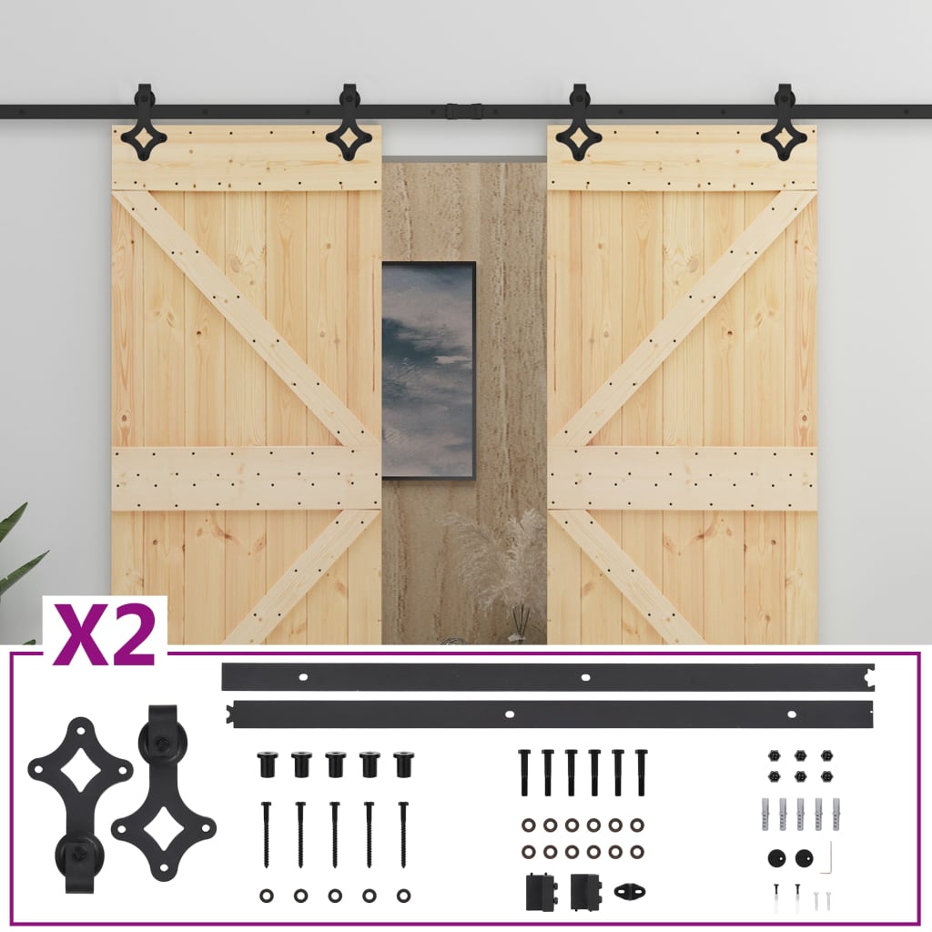 Vidaxl -Schiebetür mit Teig 80x210 cm Festkiefer