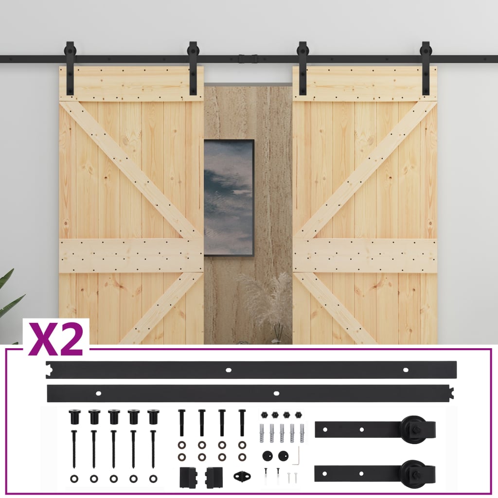 Vidaxl -Schiebetür mit Teig 90x210 cm Festkiefer