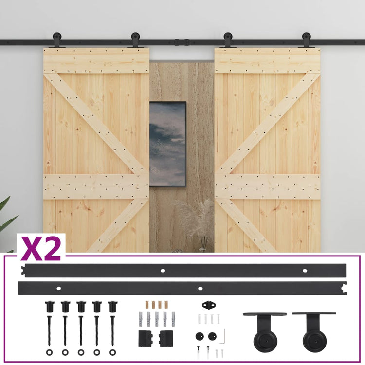 Vidaxl -Schiebetür mit Teig 100x210 cm Festkiefer