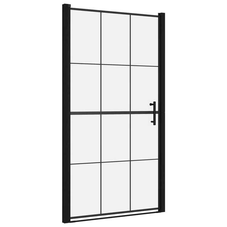VIDAXL Duschtür 100x178 cm gehärtetes Glas schwarz
