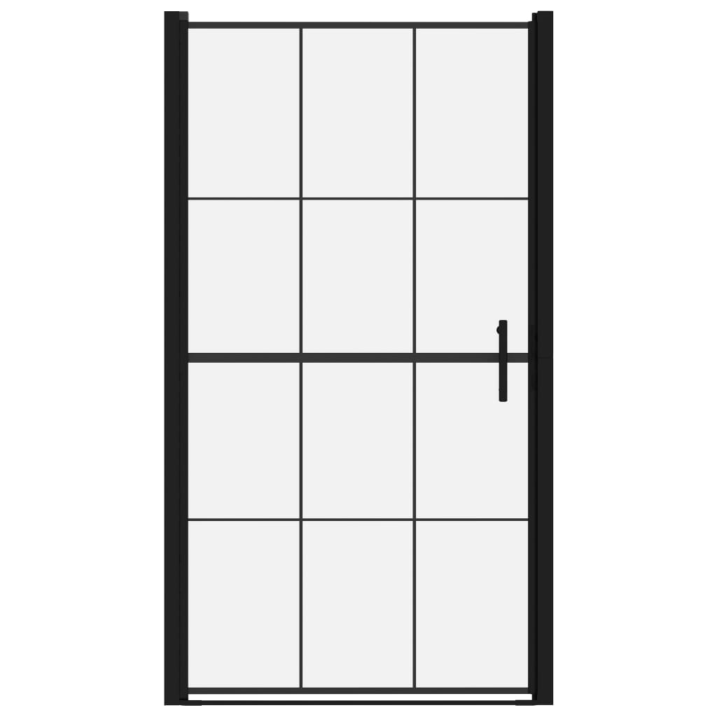 VIDAXL Duschtür 100x178 cm gehärtetes Glas schwarz