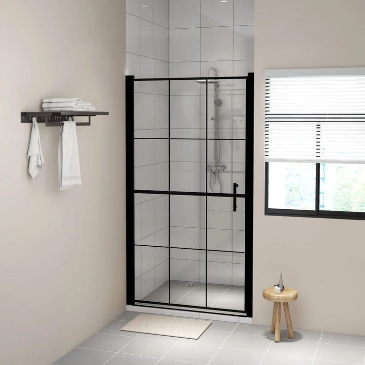 VIDAXL Duschtür 100x178 cm gehärtetes Glas schwarz