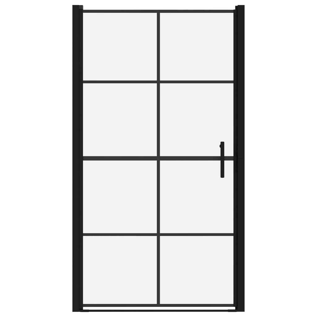 VIDAXL Duschtür 100x178 cm gehärtetes Glas schwarz