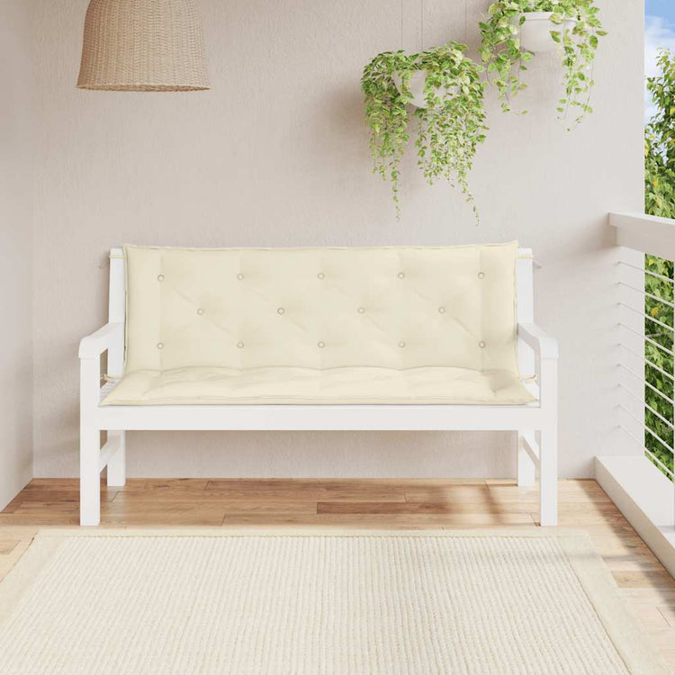 VidaXL Gartenbankkissen 150x(50+50)x7 cm Oxford Stoff cremeweiß