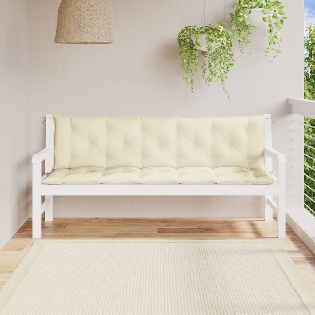 VidaXL Gartenbankkissen 180x(50+50)x7 cm Oxford Stoff cremeweiß