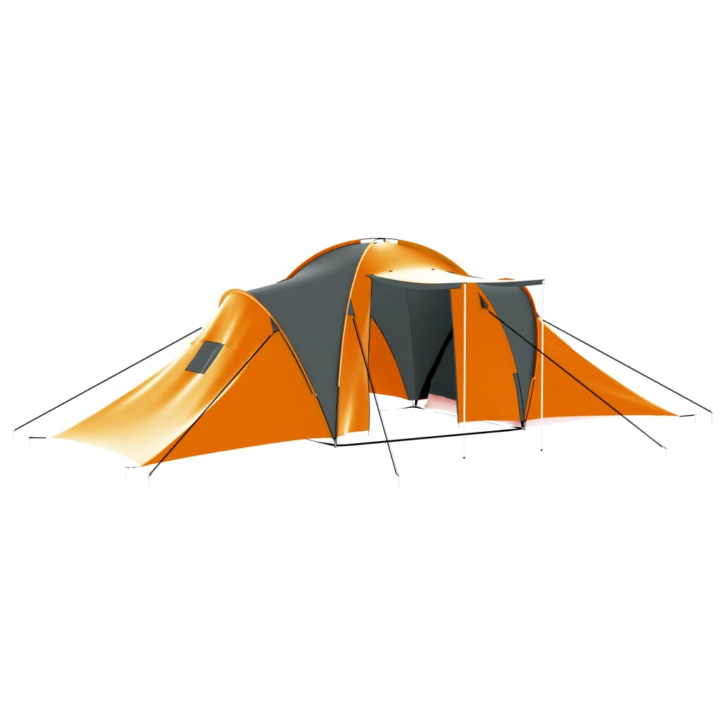 Vidaxl Zelt 9-Personen Stoff grau und orange