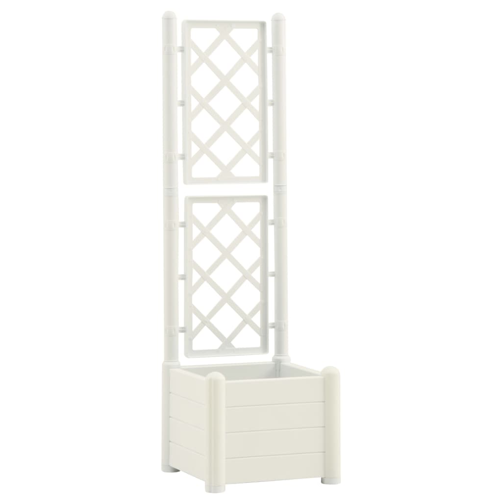 VIDAXL -Pflanzer mit Latwerk 43x43x142 cm pp weiß