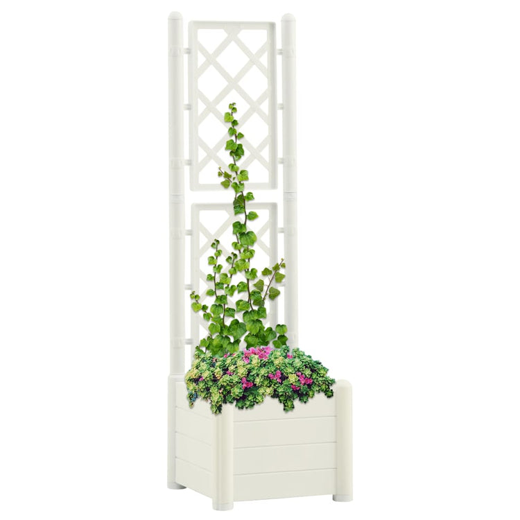 VIDAXL -Pflanzer mit Latwerk 43x43x142 cm pp weiß