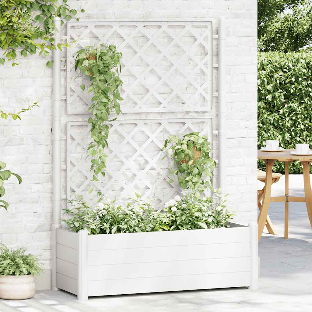 Vidaxl Plannet mit Latwerk 100x43x142 cm pp weiß