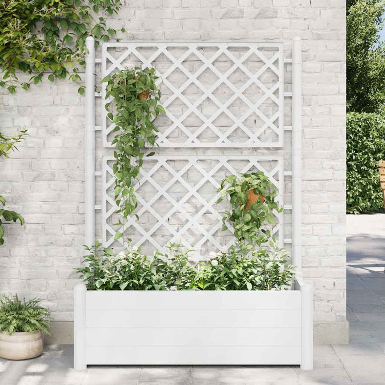 Vidaxl Plannet mit Latwerk 100x43x142 cm pp weiß