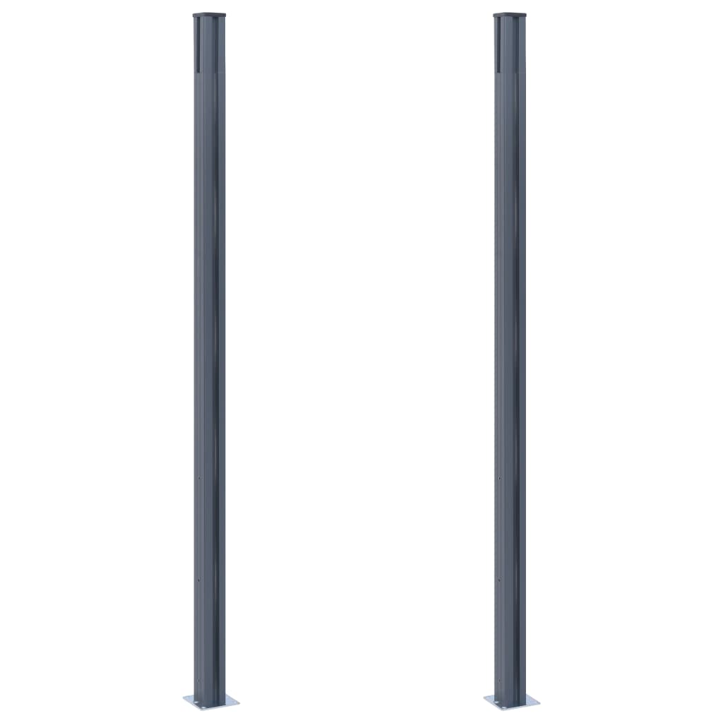 Vidaxl Zaunpfosten 2 PCs 185 cm Aluminium dunkelgrau