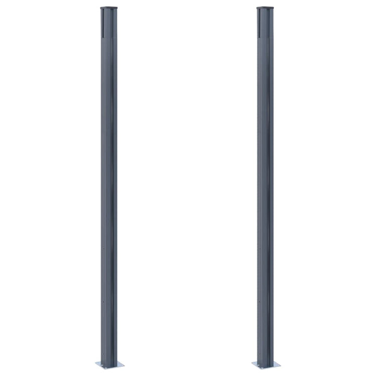 Vidaxl Zaunpfosten 2 PCs 185 cm Aluminium dunkelgrau