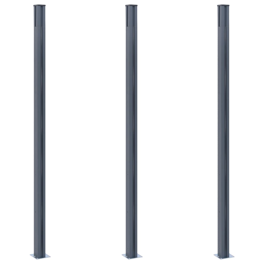 Vidaxl Zaunpfosten 3 St 185 cm Aluminium dunkelgrau