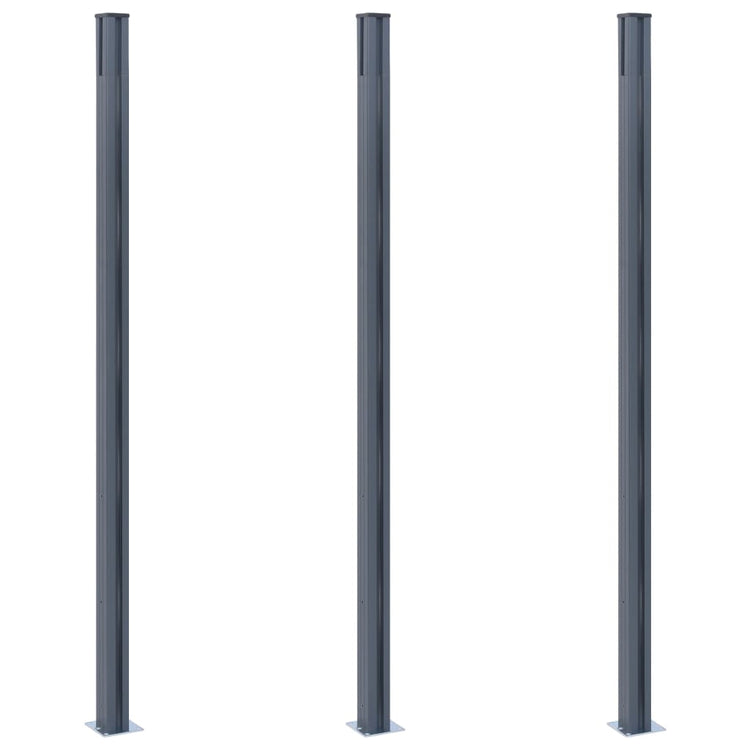 Vidaxl Zaunpfosten 3 St 185 cm Aluminium dunkelgrau