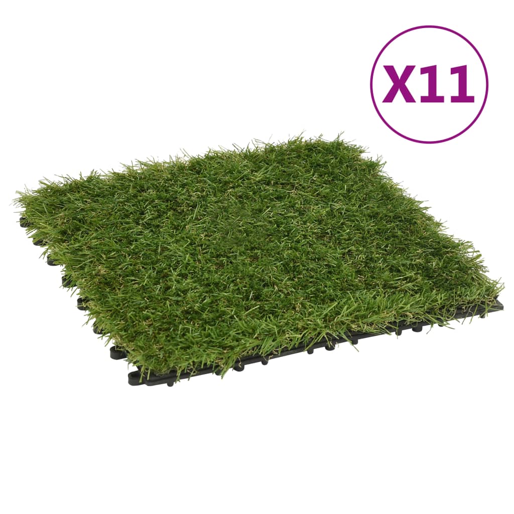 Vidaxl künstliche Grasfliesen 11 ST 30x30 cm Grün