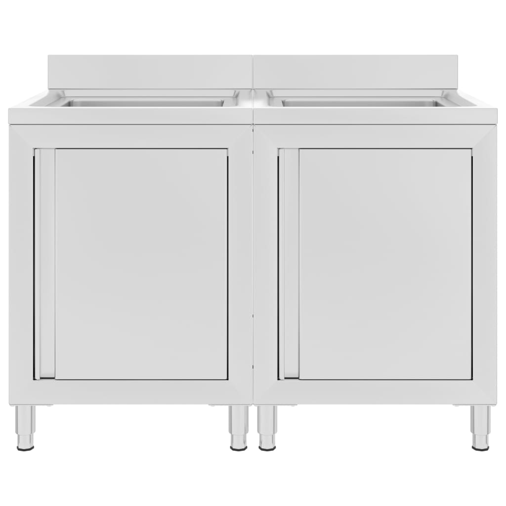 VIDAXL WASHBAIN CHINGS COMMERTIC 2 ST Edelstahl
