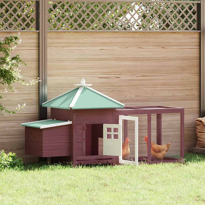 Vidaxl Chicken Coop mit Nest Box 190x72x102 Solid Vurenhout Mokka Farbe