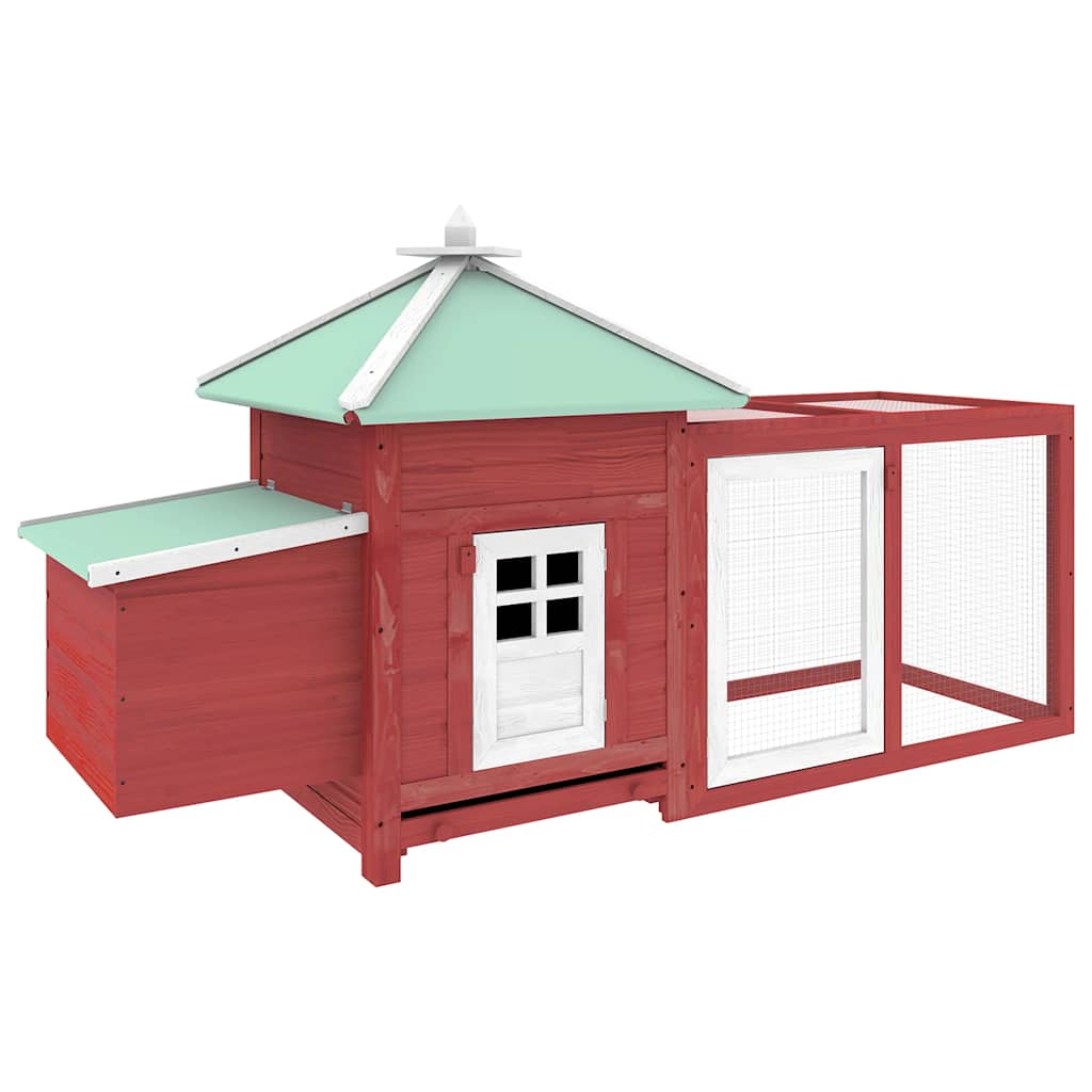 Vidaxl Chicken Coop mit Nest Box 190x72x102 Festkiefer rot