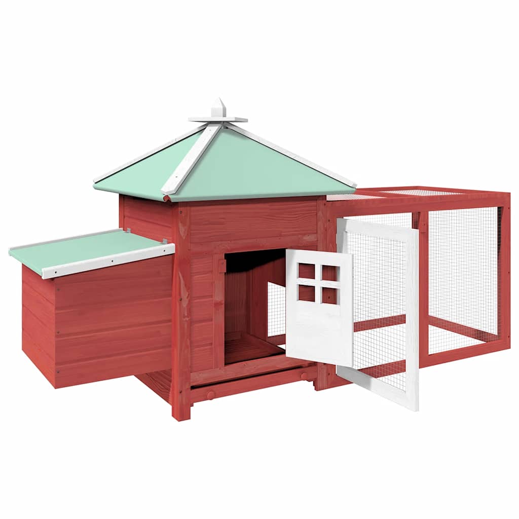 Vidaxl Chicken Coop mit Nest Box 190x72x102 Festkiefer rot