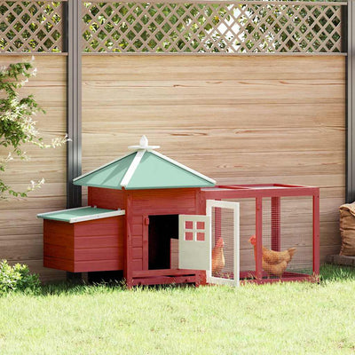 Vidaxl Chicken Coop mit Nest Box 190x72x102 Festkiefer rot